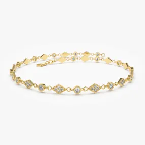 14K Art Deco Diamond Milgrain Bracelet