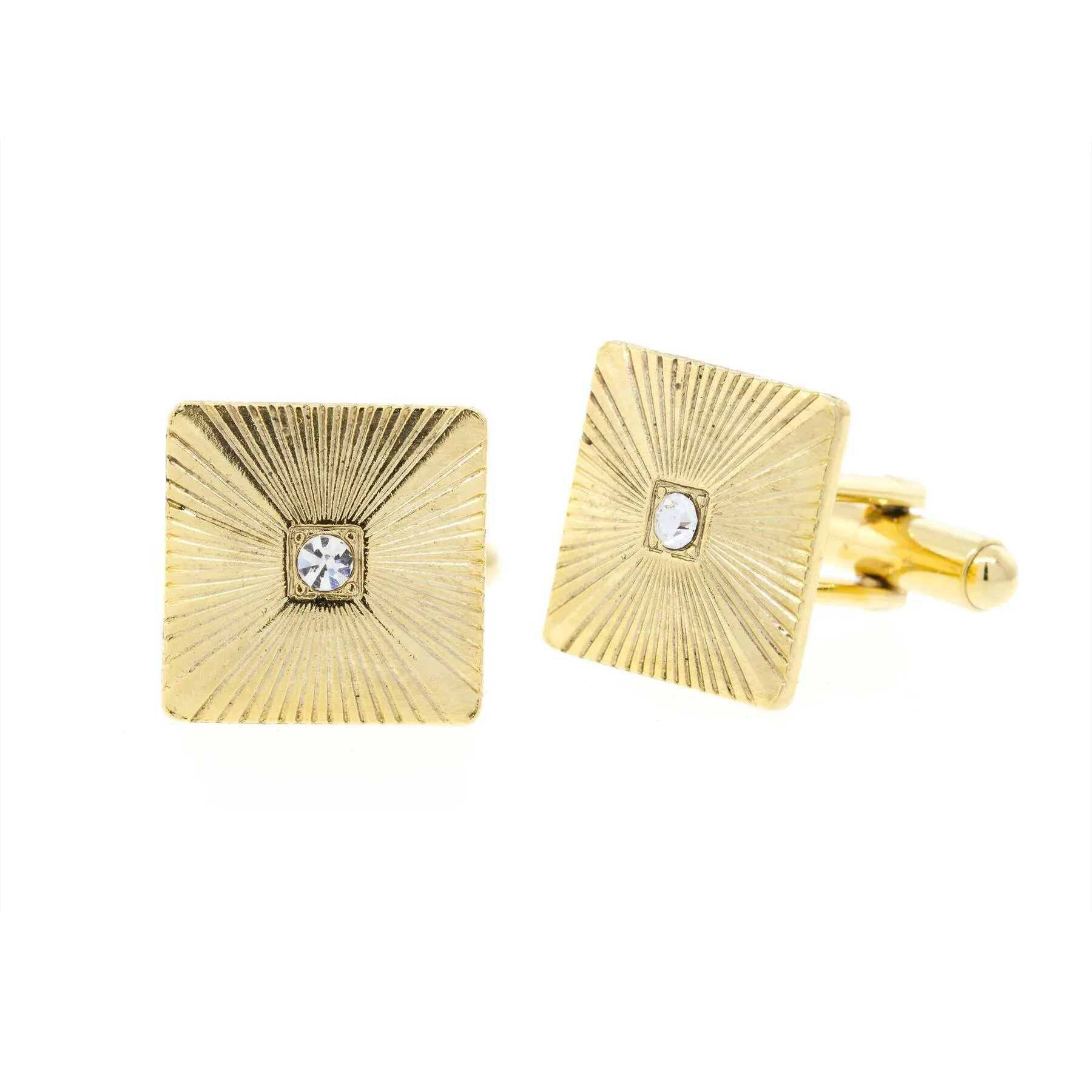 1928 Jewelry Art Deco Inspired Crystal Square Cufflinks