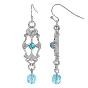 1928 Jewelry Deco Flare Aqua Blue Crystal Drop Earrings