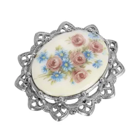 1928 Jewelry Vintage Floral Decal Filigree Brooch