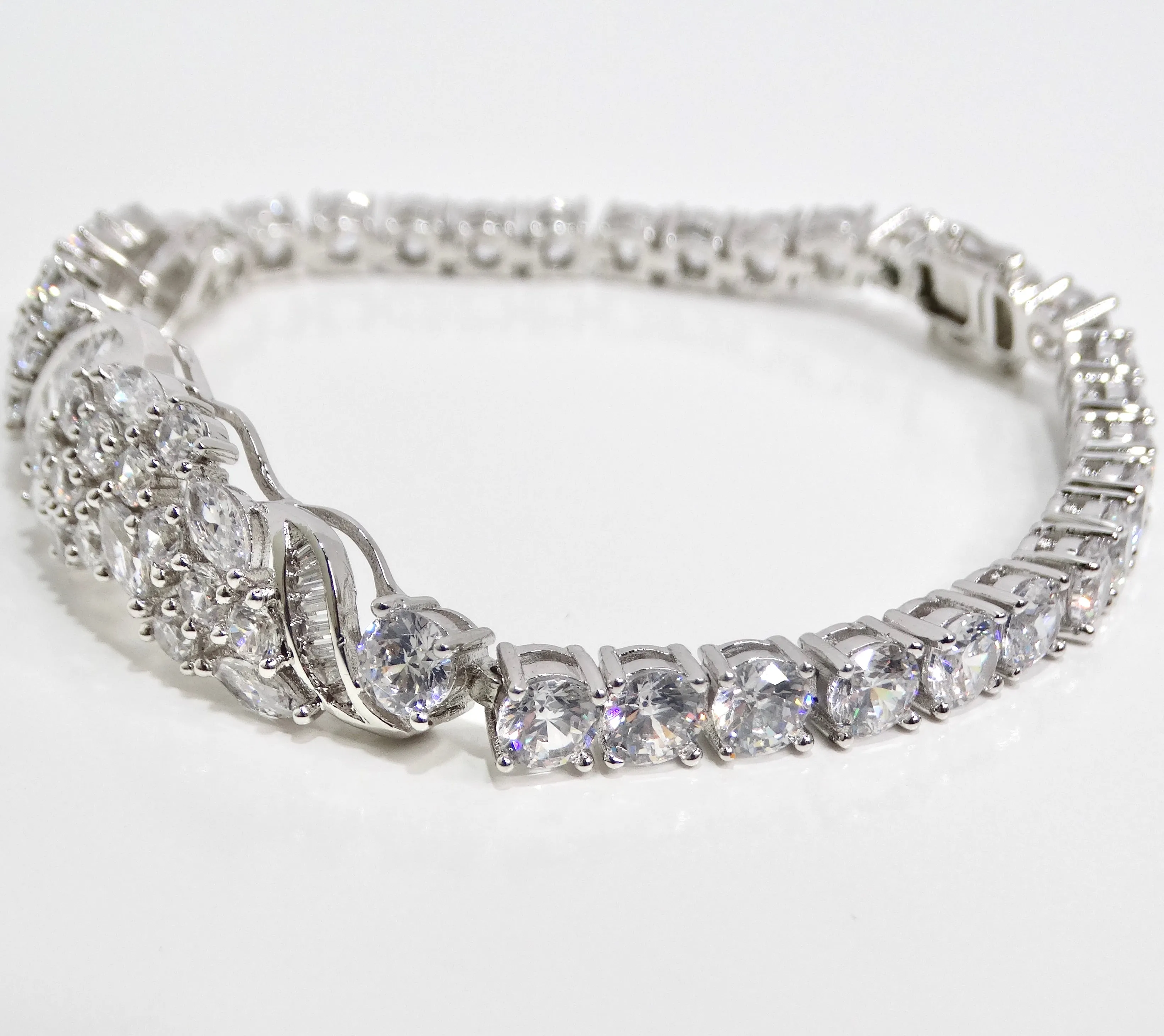 1990s with the Art Deco Silver Rhinestone Bracelet