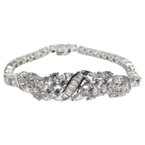 1990s with the Art Deco Silver Rhinestone Bracelet