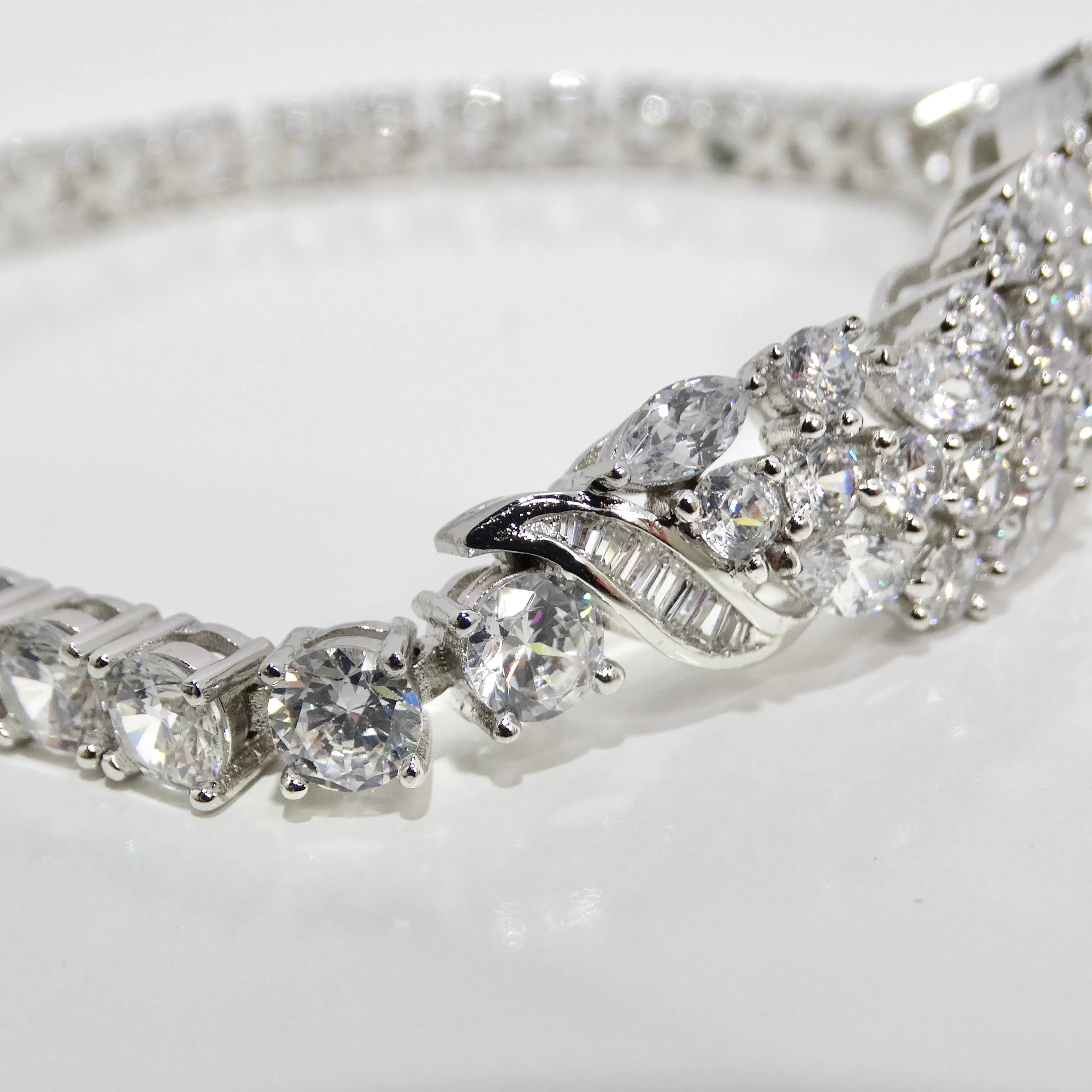 1990s with the Art Deco Silver Rhinestone Bracelet