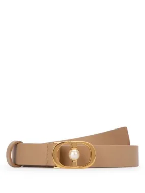 30 Montaigne Jolie Calfskin Resin Pearl Belt Beige