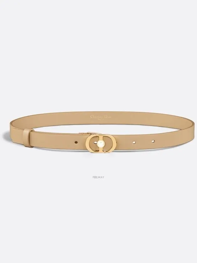 30 Montaigne Jolie Calfskin Resin Pearl Belt Beige