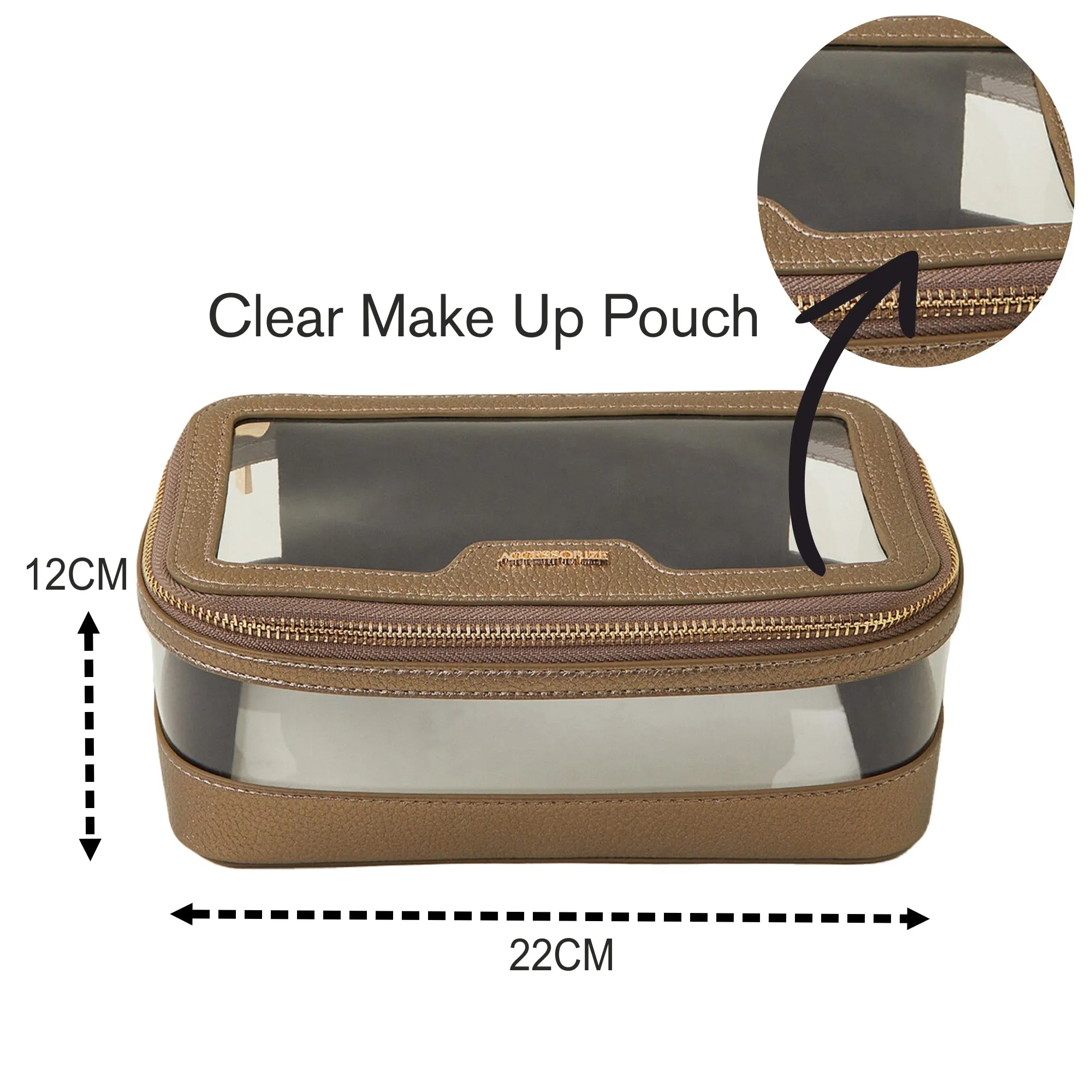 Accessorize London Women's Brown Metallic Clear Make-Up Bag