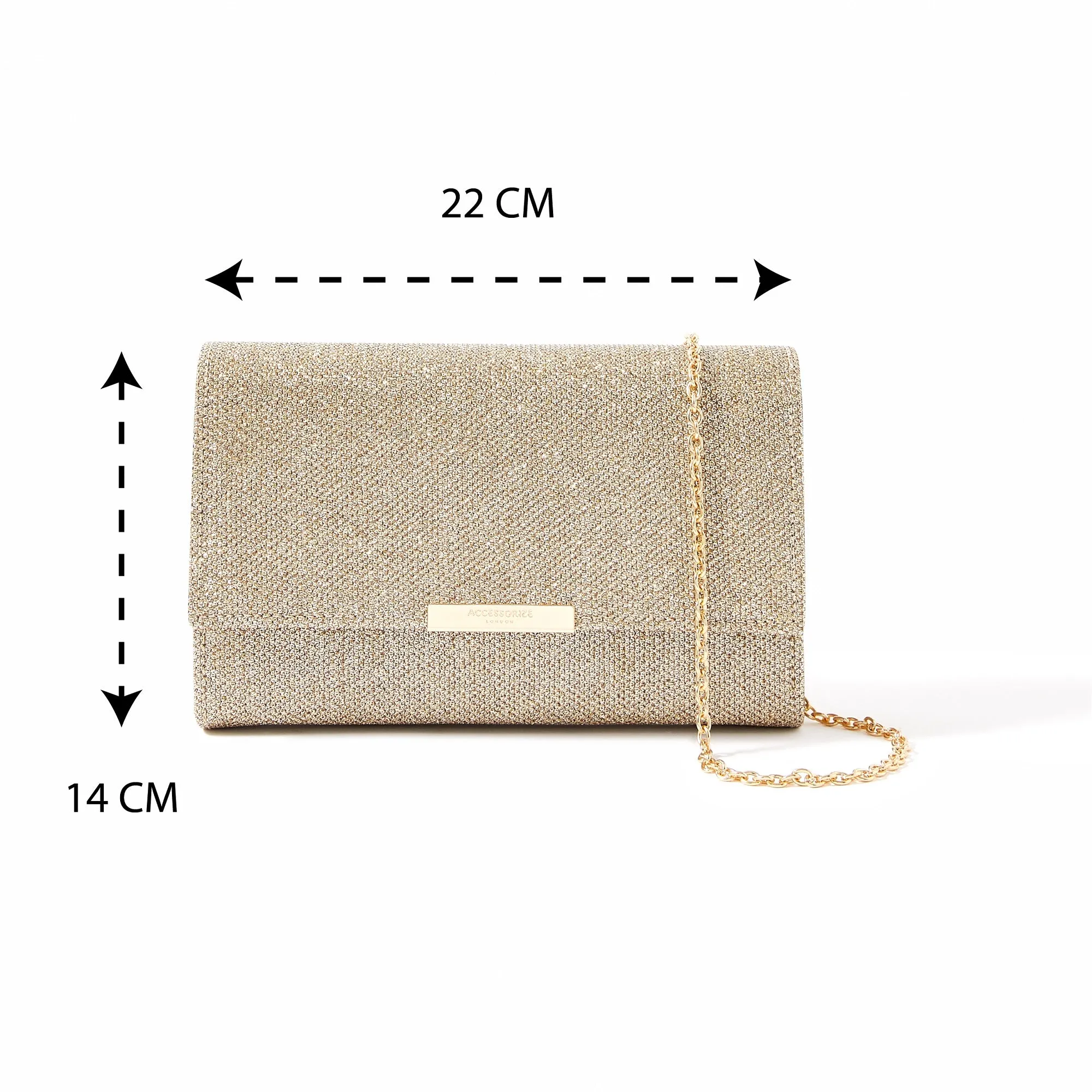 Accessorize London Women's Faux Leather Gold Lurex Box Clutch Party bag