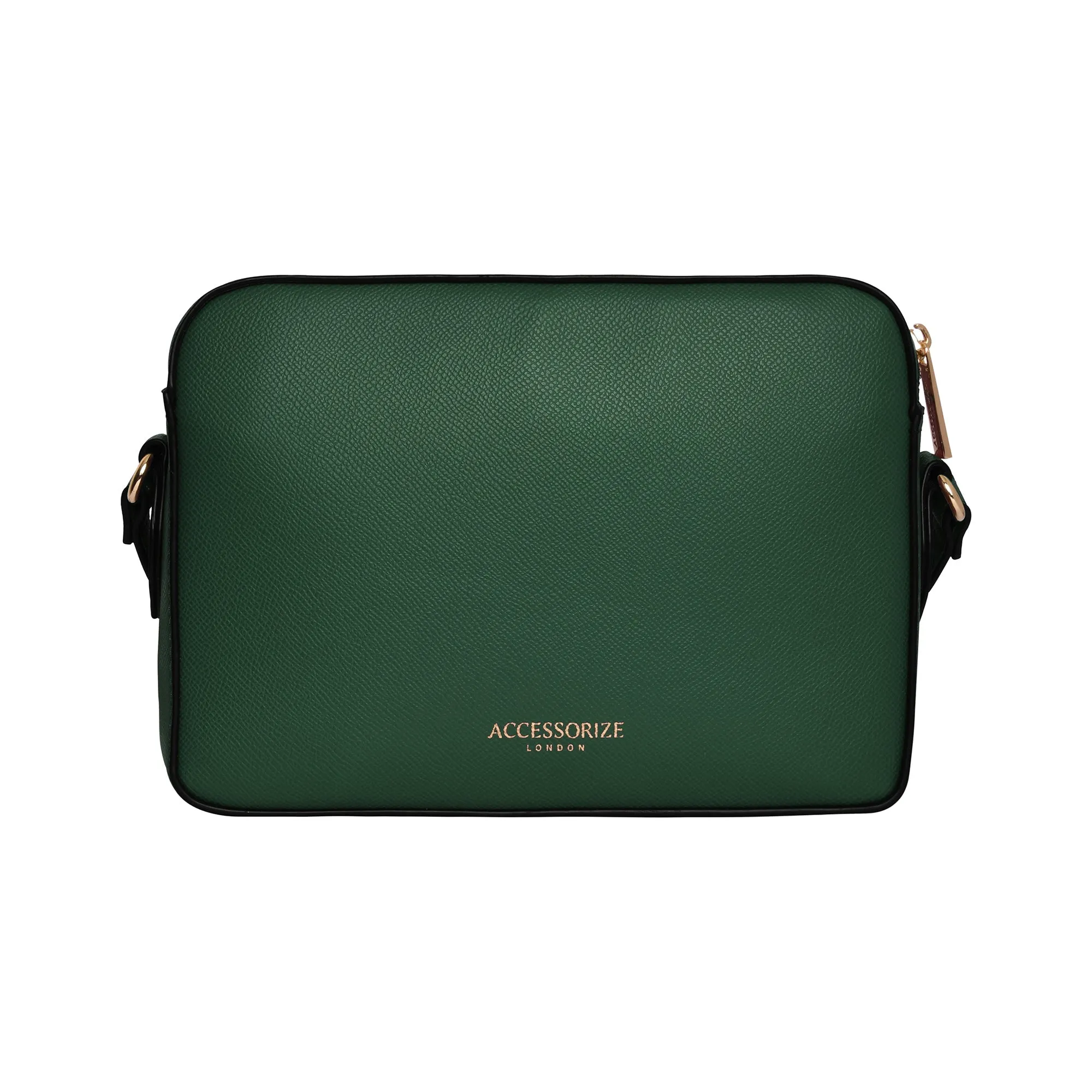 Accessorize London Women's Faux Leather Green Tyler Twistlock Sling Bag