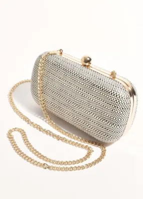 Ada Two Tone Woven Structured Clutch Black/Natural