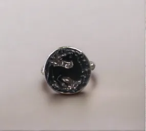 Antique Button Ring, Black Horse