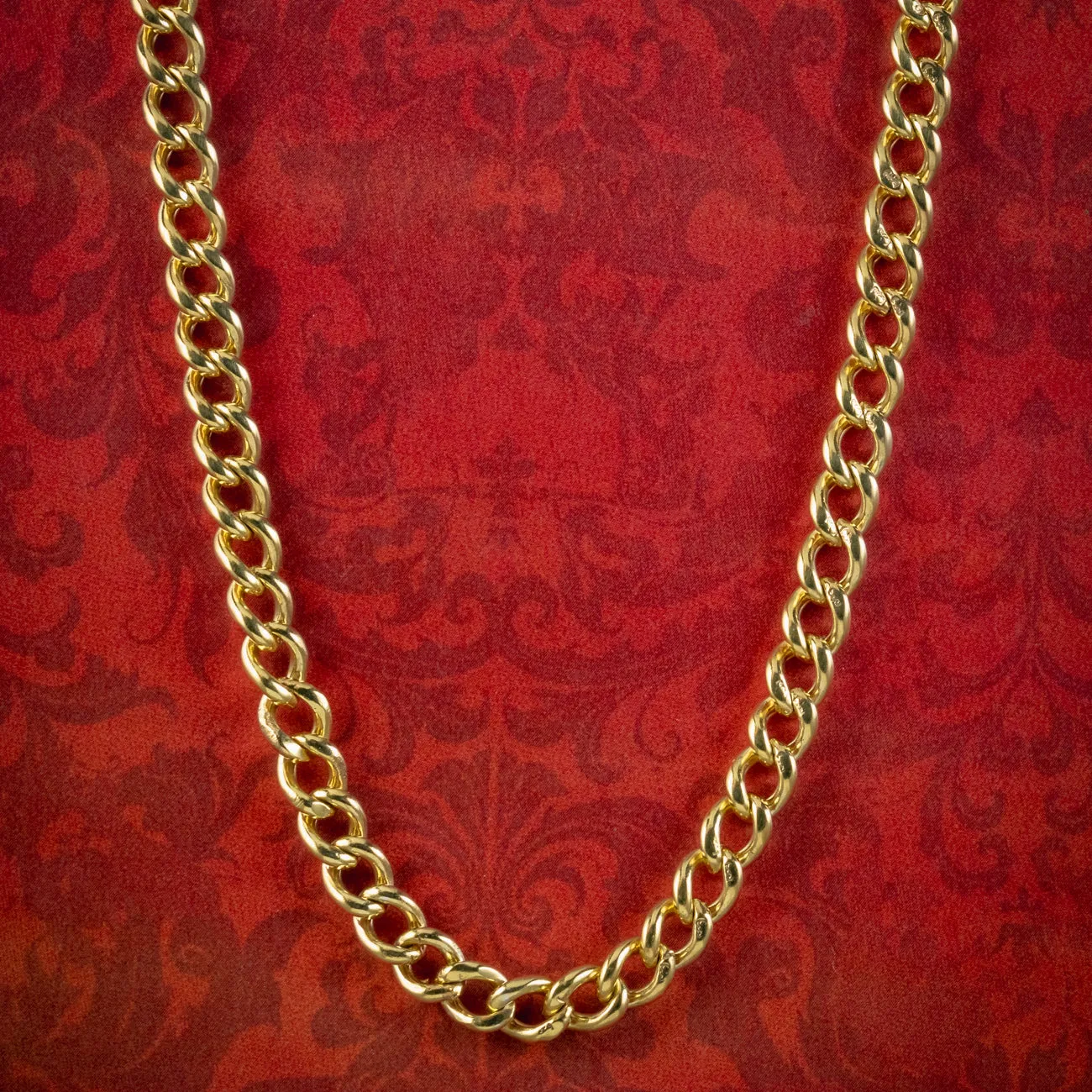 Antique Edwardian Curb Chain 18ct Gold On Silver Dated 1901