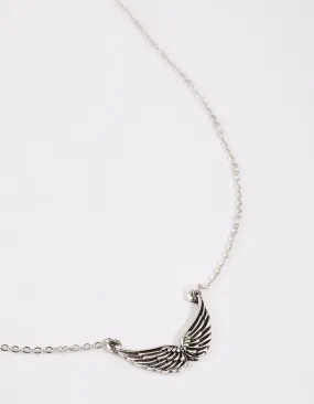 Antique Silver Angel Wing Necklace