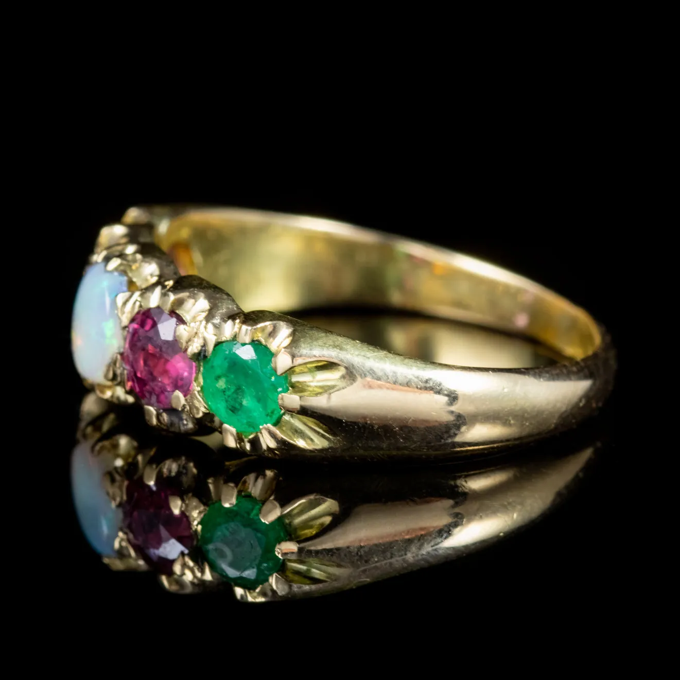 Antique Victorian 15Ct Gold Gemstone Adore Ring Circa 1900