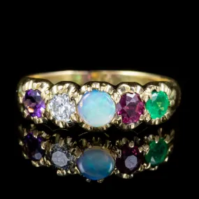 Antique Victorian 15Ct Gold Gemstone Adore Ring Circa 1900