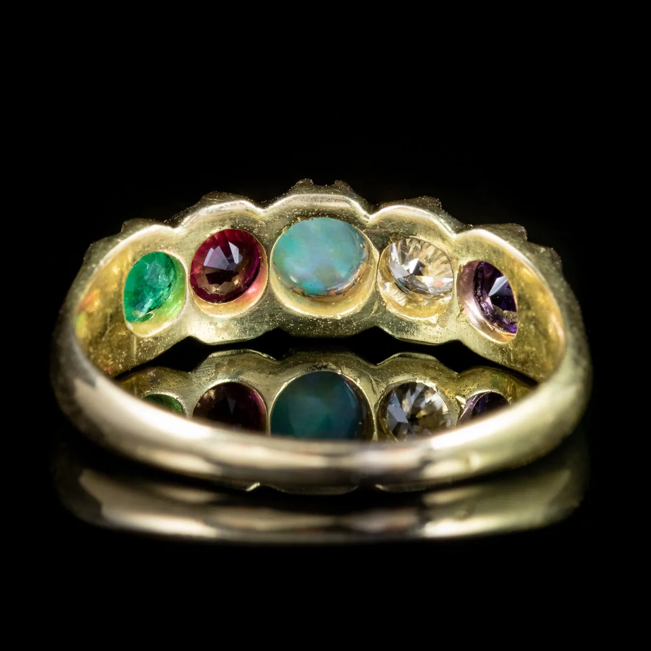 Antique Victorian 15Ct Gold Gemstone Adore Ring Circa 1900