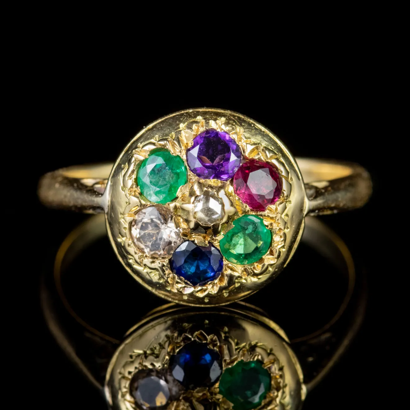 Antique Victorian Dearest Gemstone Ring 18Ct Gold Circa 1880