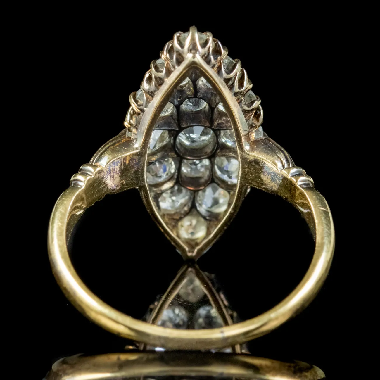 Antique Victorian Diamond Navette Cluster Ring 2ct Of Diamond