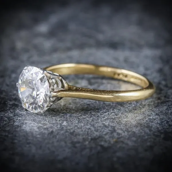 Antique Victorian Diamond Solitaire Ring 1.60Ct