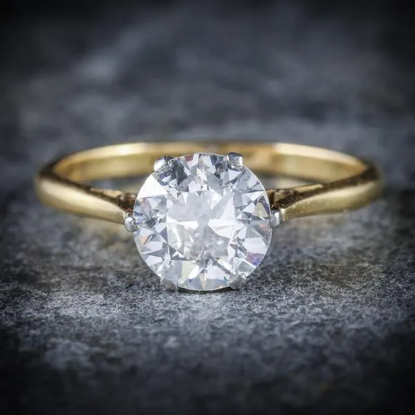 Antique Victorian Diamond Solitaire Ring 1.60Ct