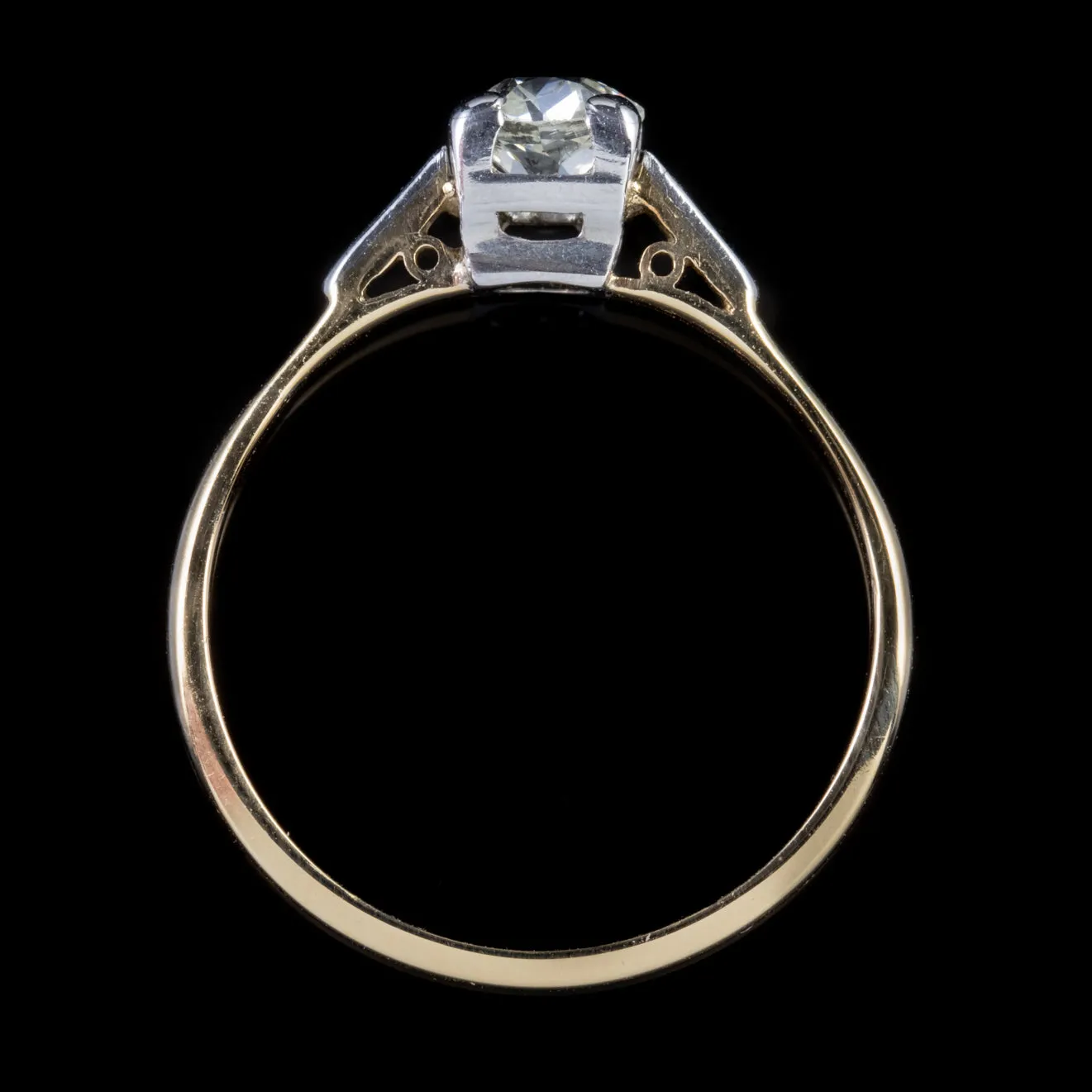 Antique Victorian Diamond Solitaire Ring 18Ct Gold Platinum 0.50Ct