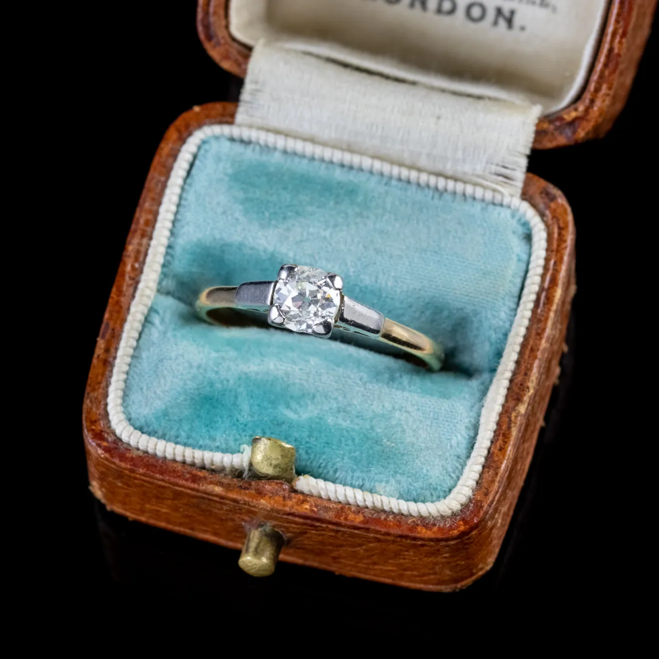 Antique Victorian Diamond Solitaire Ring 18Ct Gold Platinum 0.50Ct