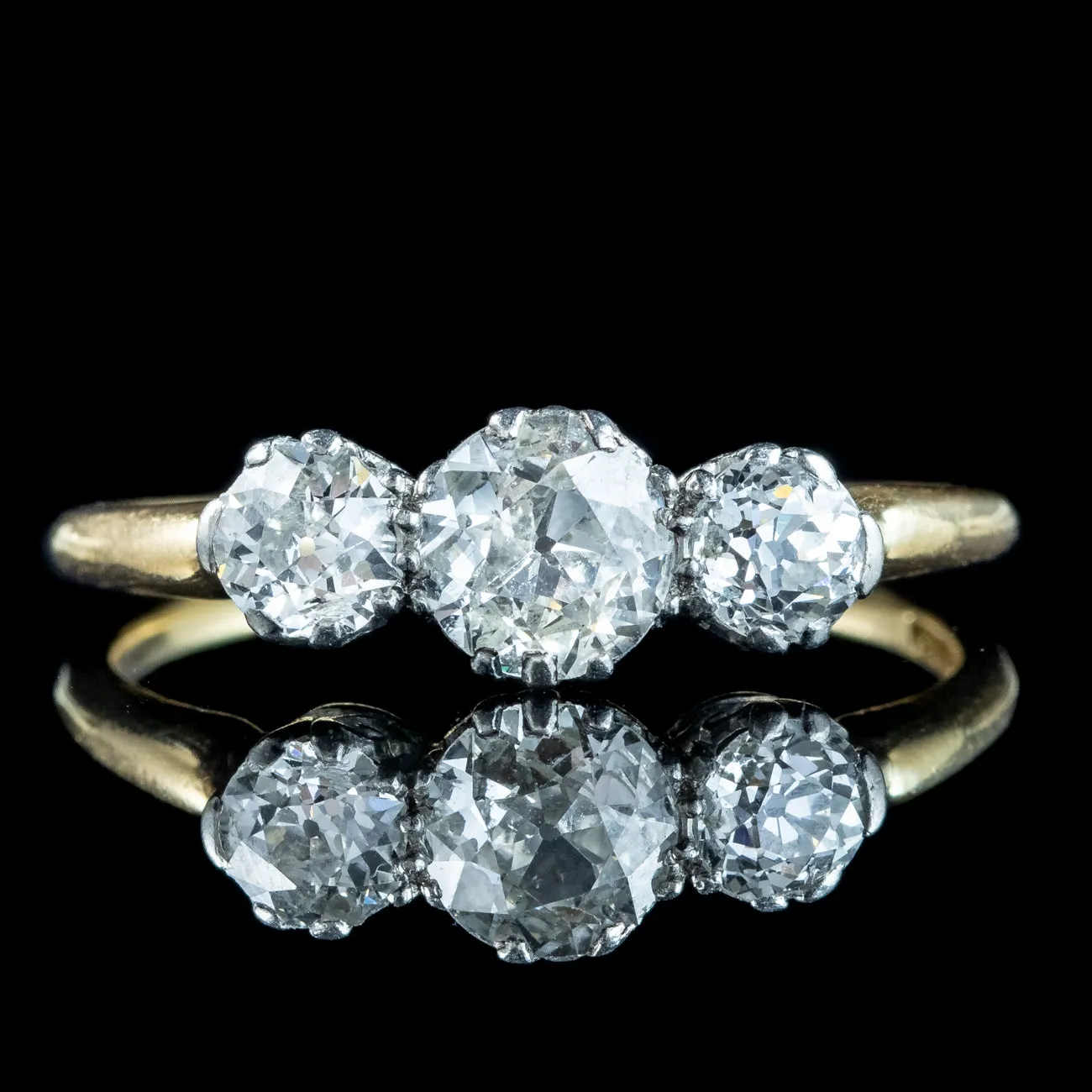 Antique Victorian Diamond Trilogy Ring 1.35ct Total