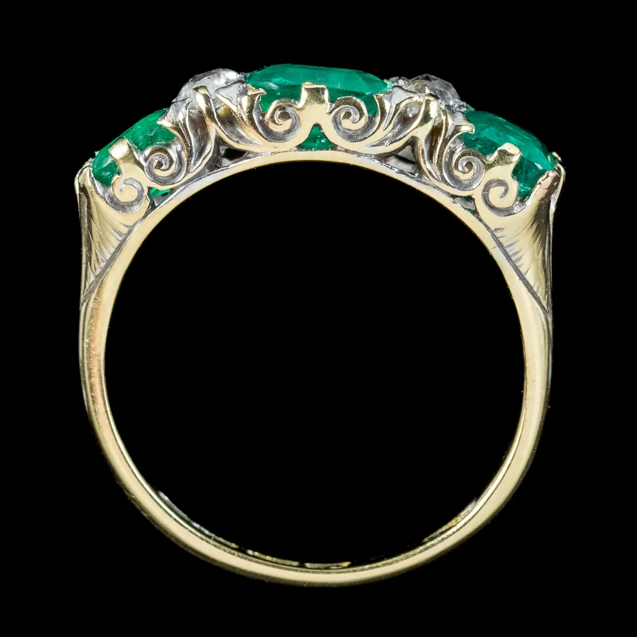 Antique Victorian Emerald Diamond Ring 3.07ct Emerald Dated 1900 With Cert