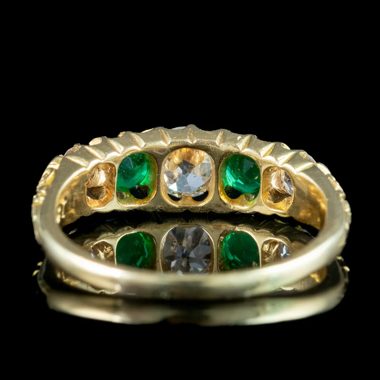 Antique Victorian Emerald Diamond Ring With Cert