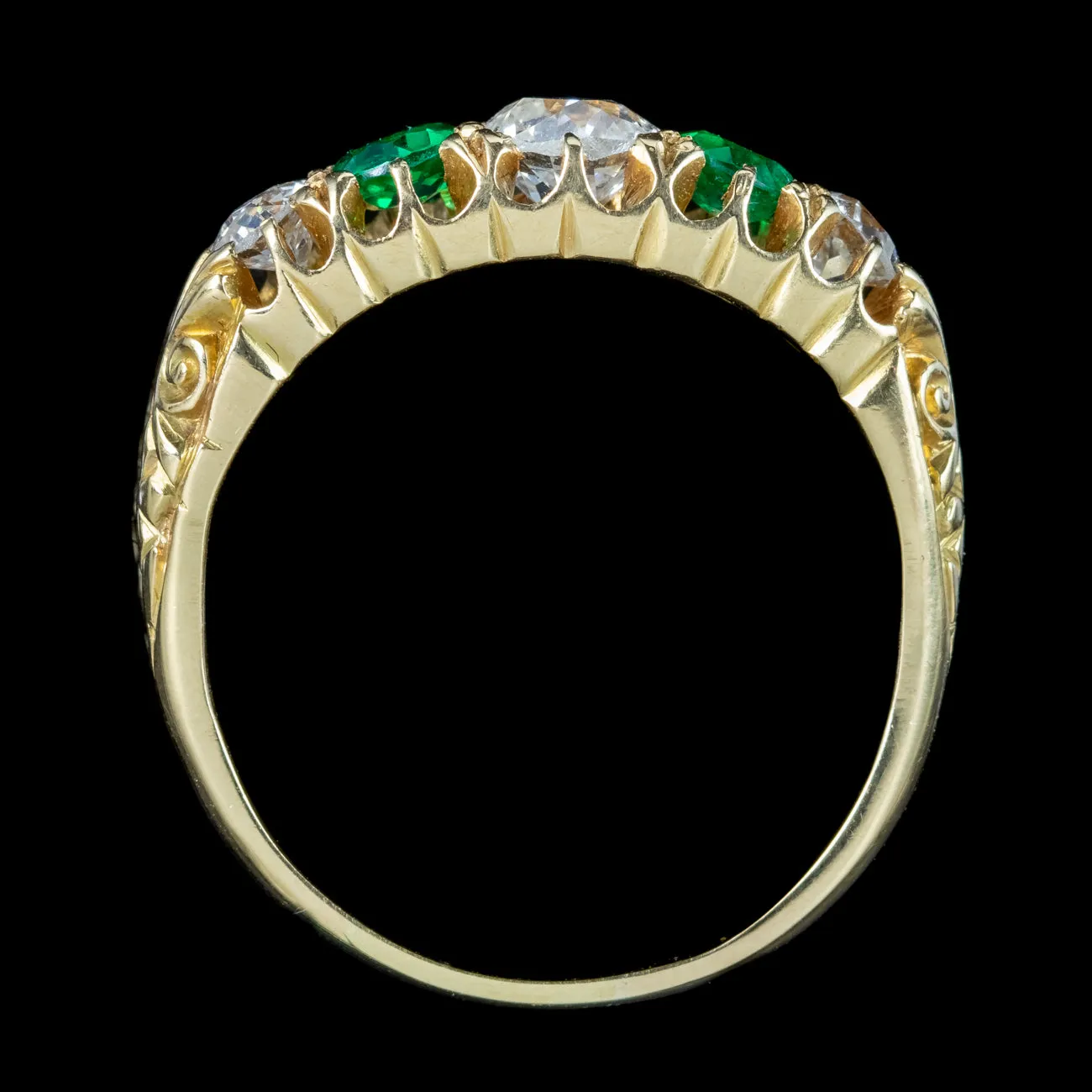 Antique Victorian Emerald Diamond Ring With Cert