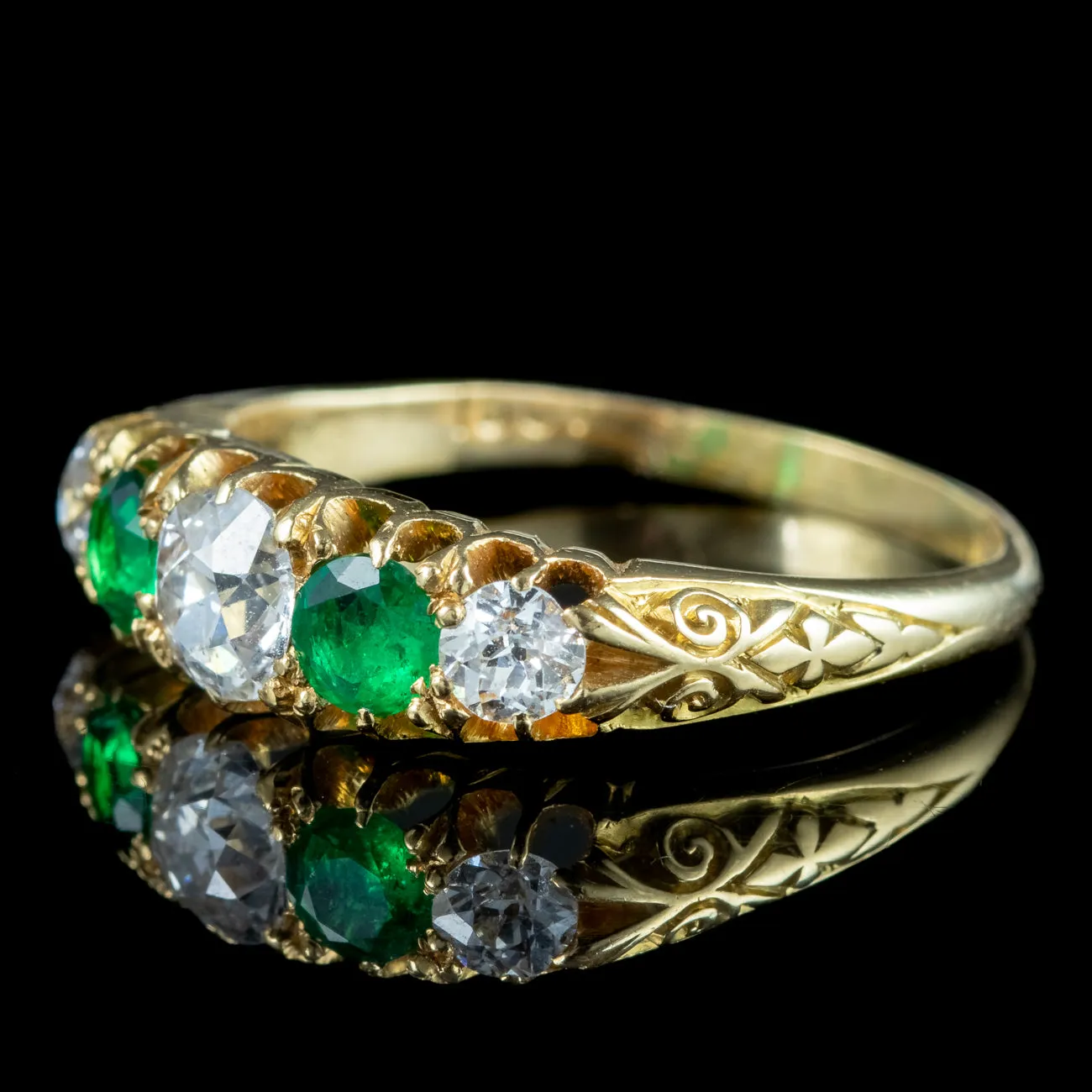 Antique Victorian Emerald Diamond Ring With Cert