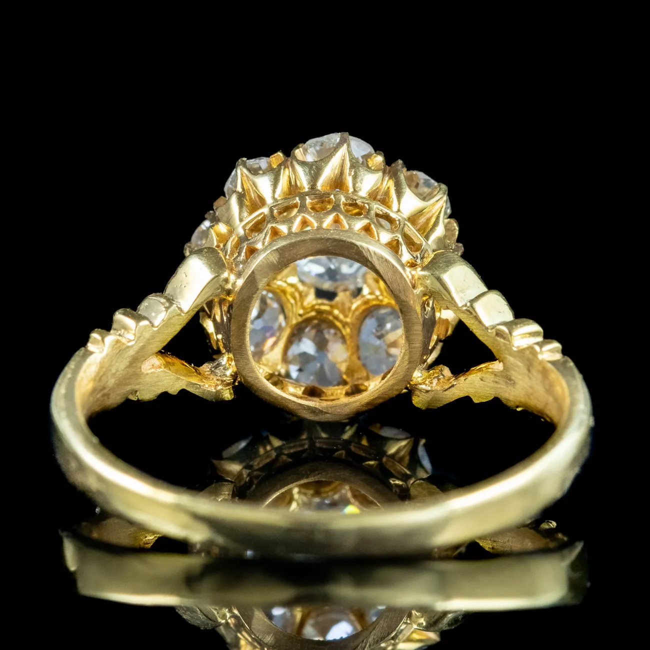 Antique Victorian French Old Cut Diamond Cluster Ring 1ct Total