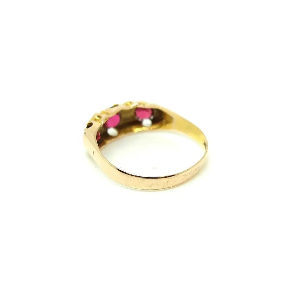 Antique Victorian Garnet & Diamond 9ct Gold Ring