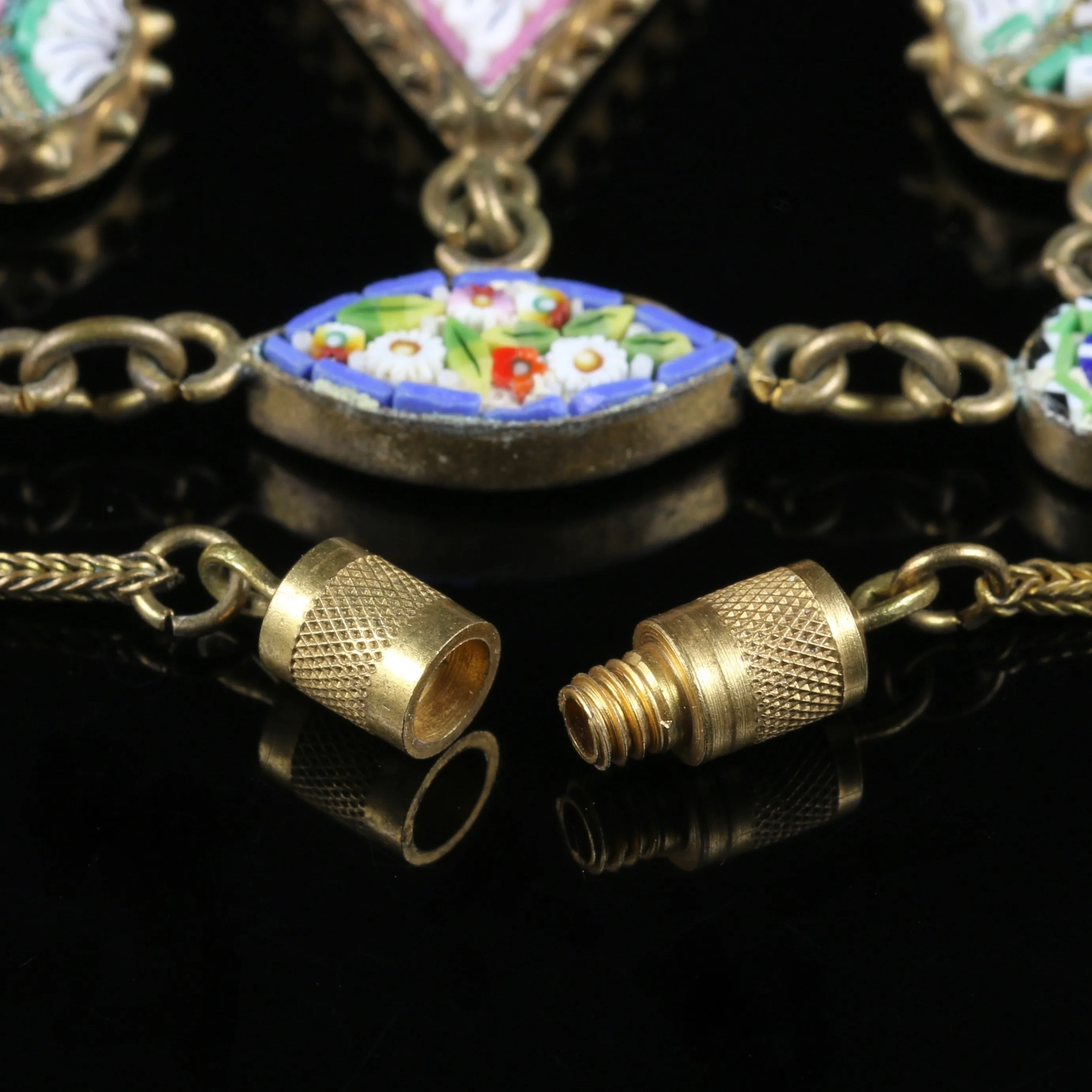 Antique Victorian Micro Mosaic Necklace Circa 1890