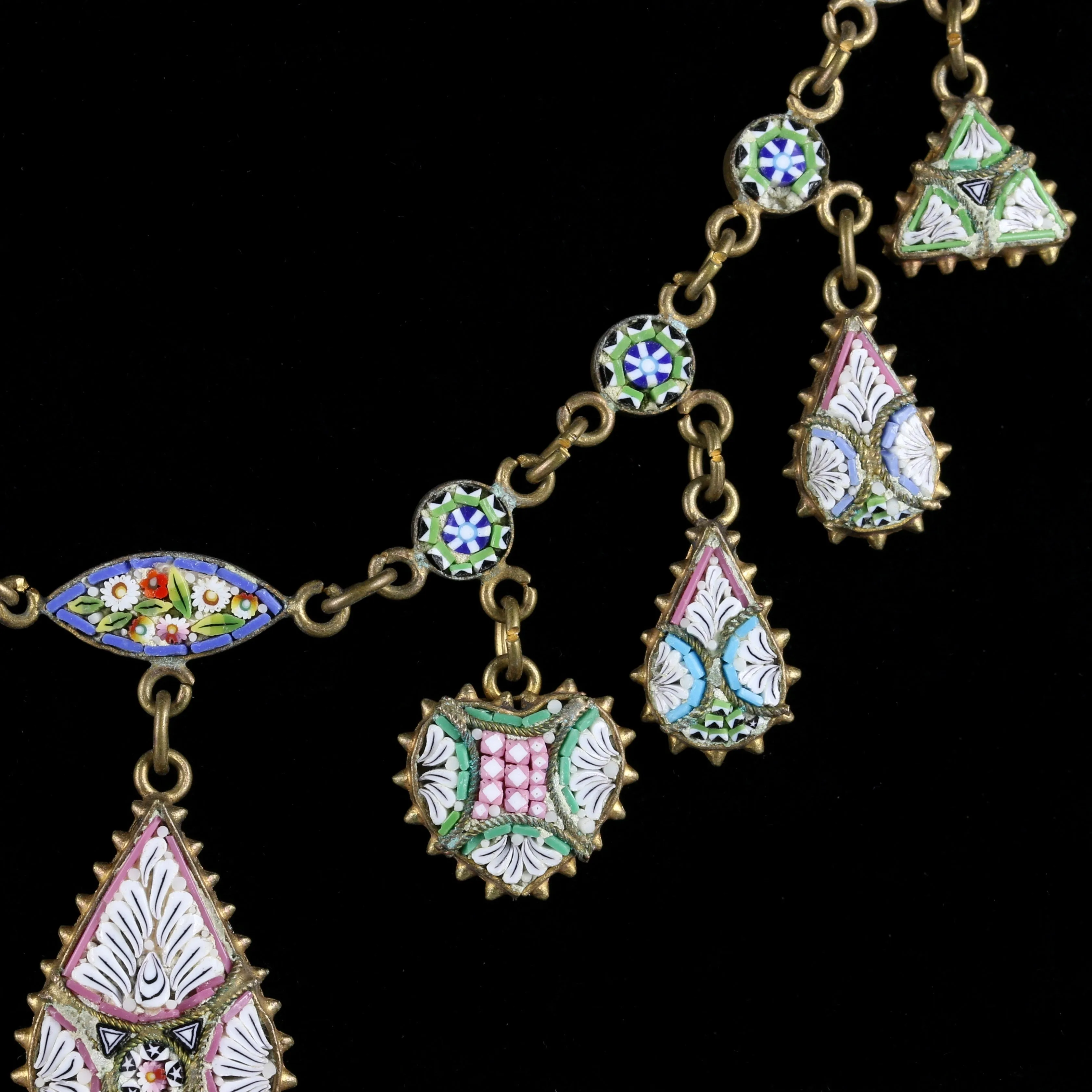 Antique Victorian Micro Mosaic Necklace Circa 1890