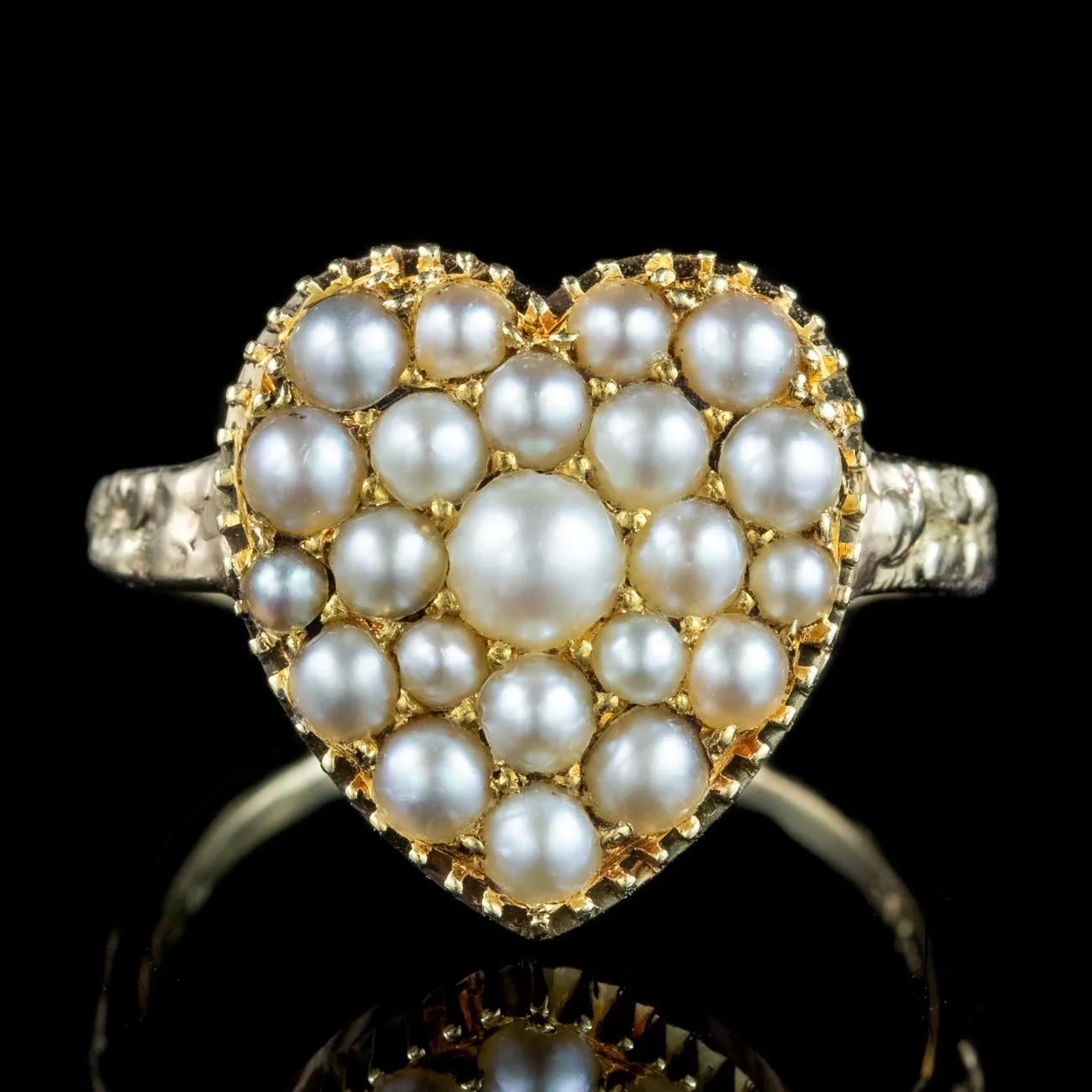 Antique Victorian Pearl Heart Cluster Ring