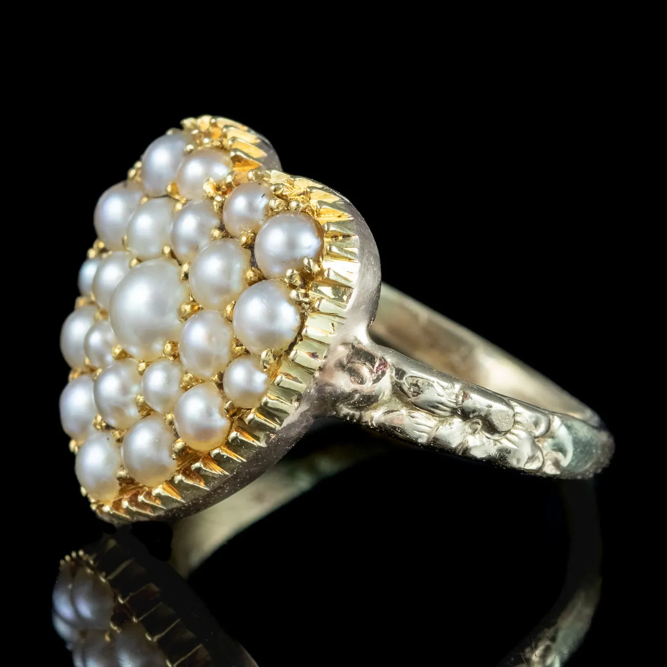 Antique Victorian Pearl Heart Cluster Ring