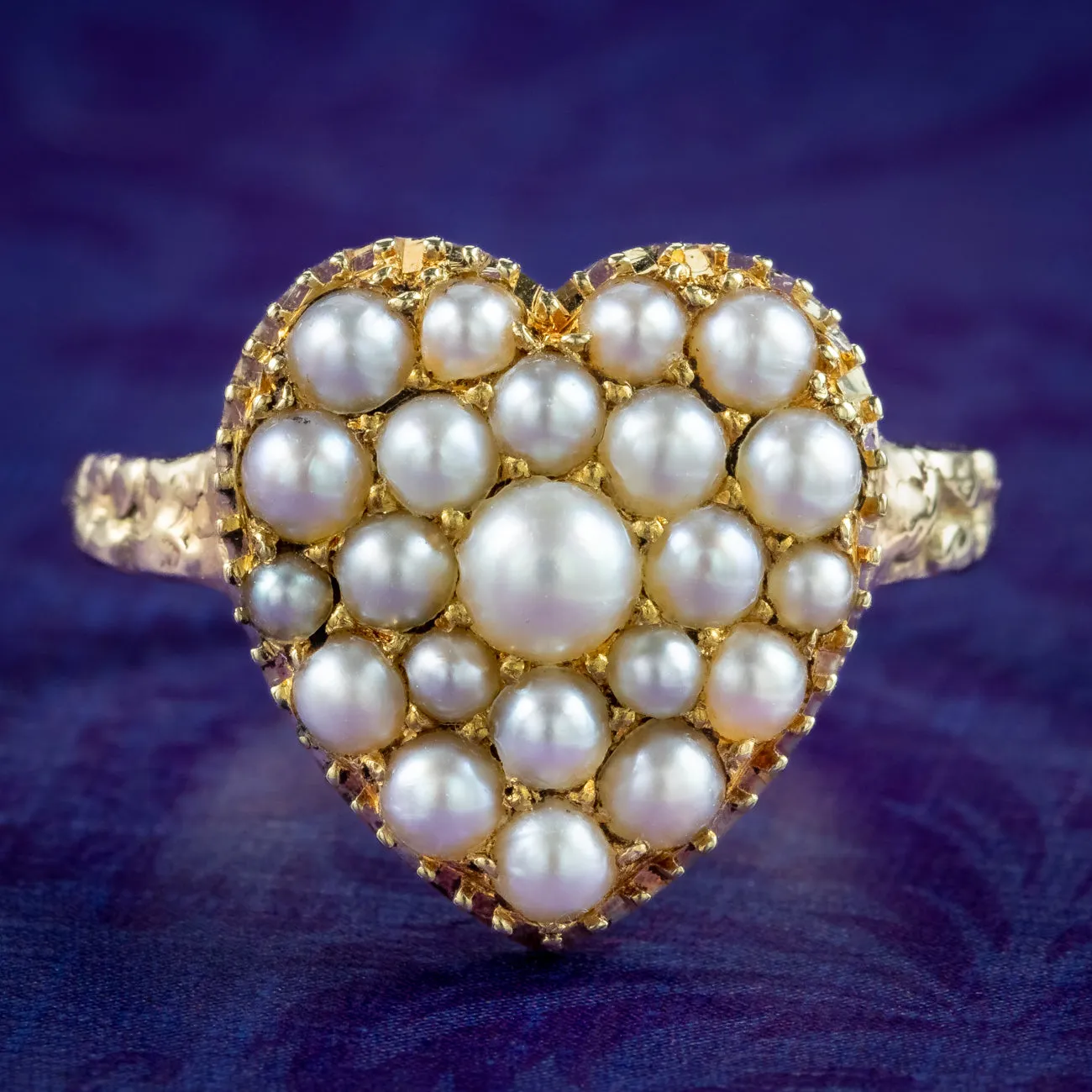 Antique Victorian Pearl Heart Cluster Ring