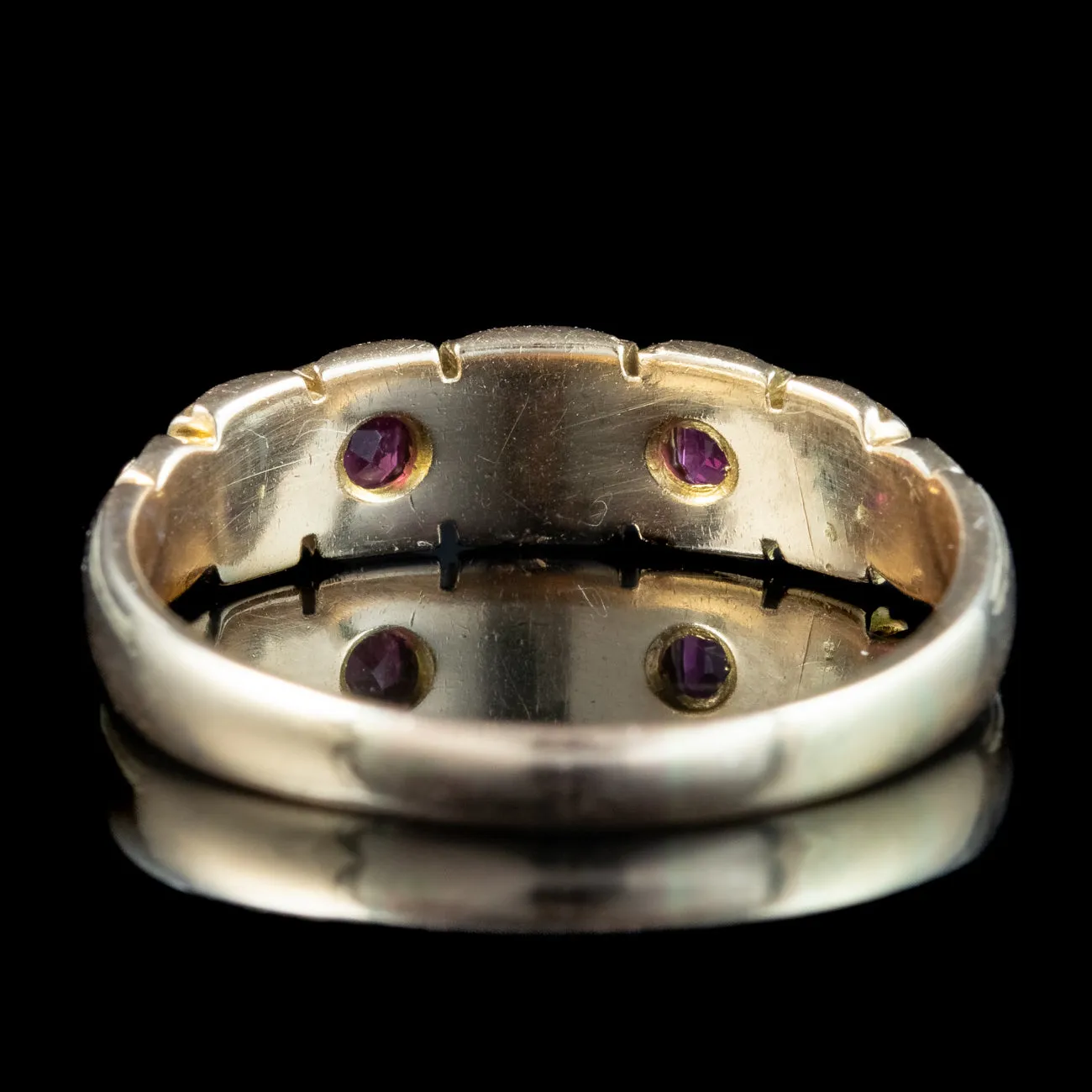 Antique Victorian Ruby Diamond Five Stone Band Ring