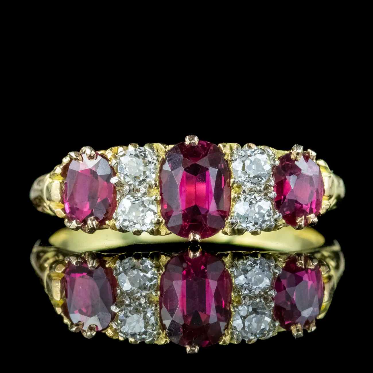 Antique Victorian Ruby Diamond Ring 1.1ct Ruby