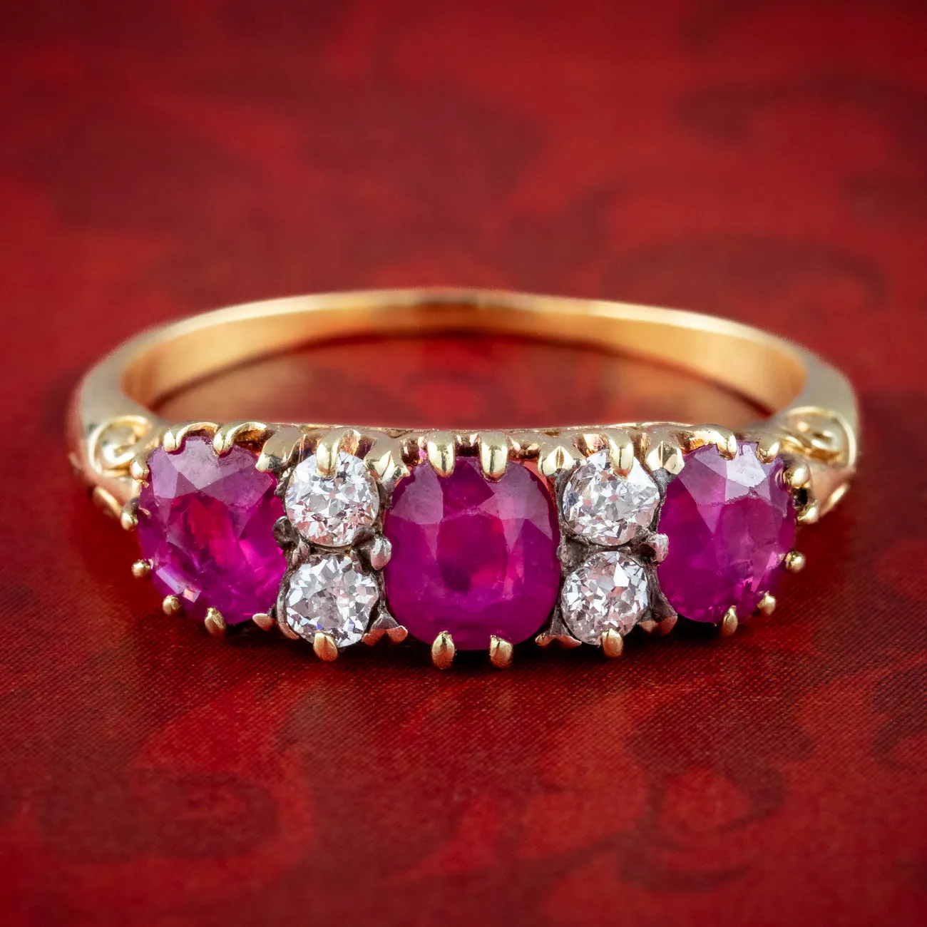 Antique Victorian Ruby Diamond Ring 1.4ct Ruby