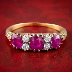 Antique Victorian Ruby Diamond Ring 1.4ct Ruby