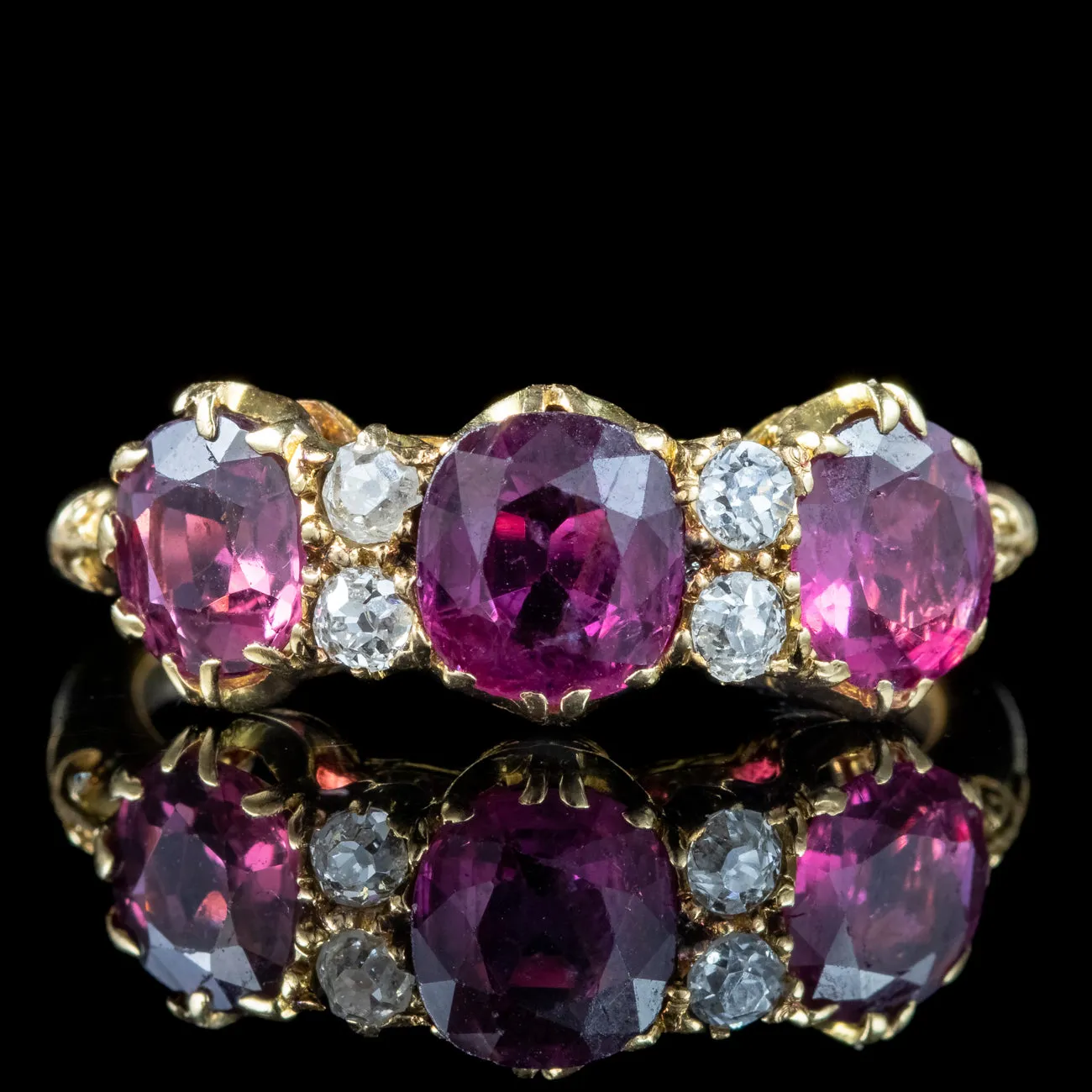 Antique Victorian Ruby Diamond Ring 2.2ct Of Ruby With Cert