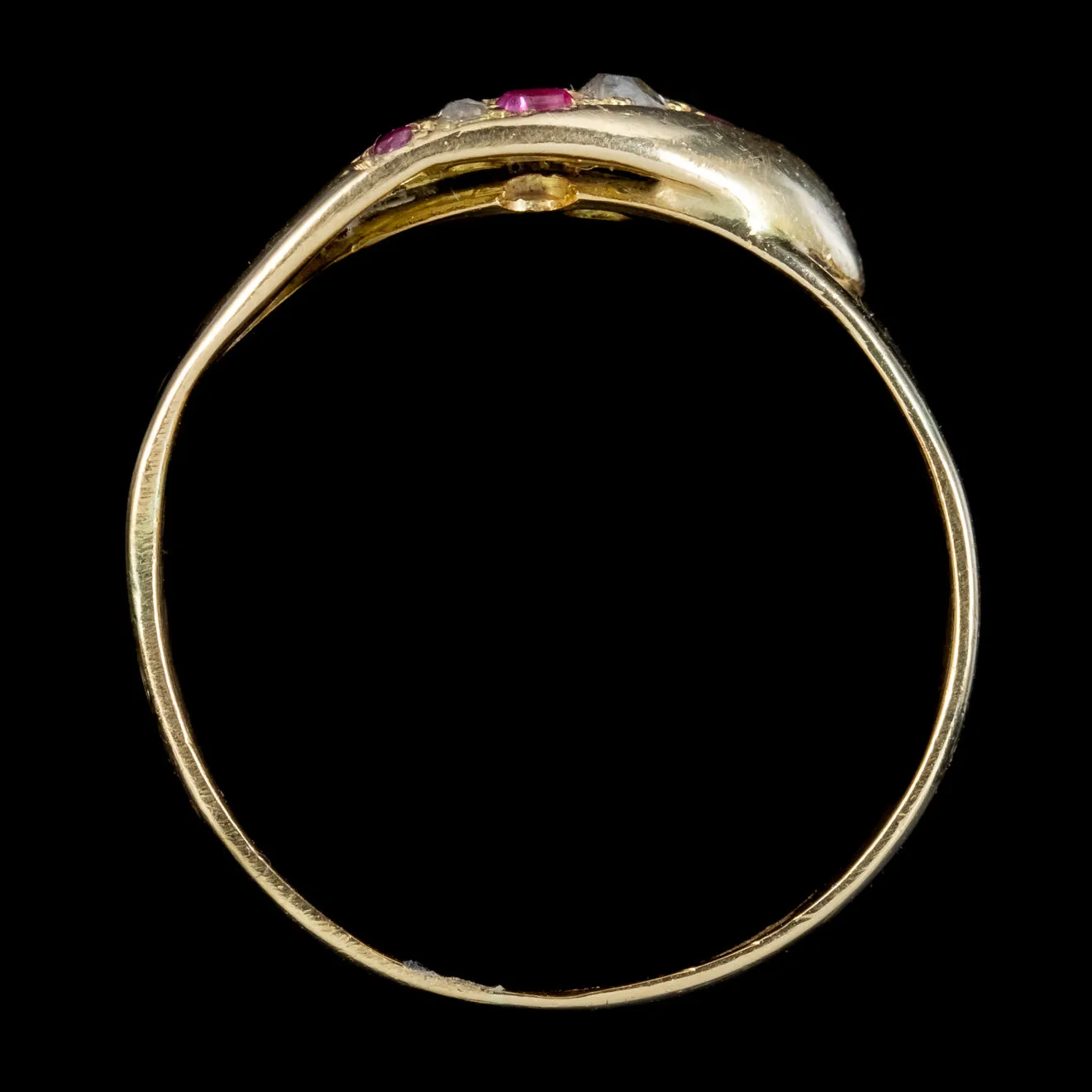 Antique Victorian Ruby Diamond Snake Ring Circa 1890