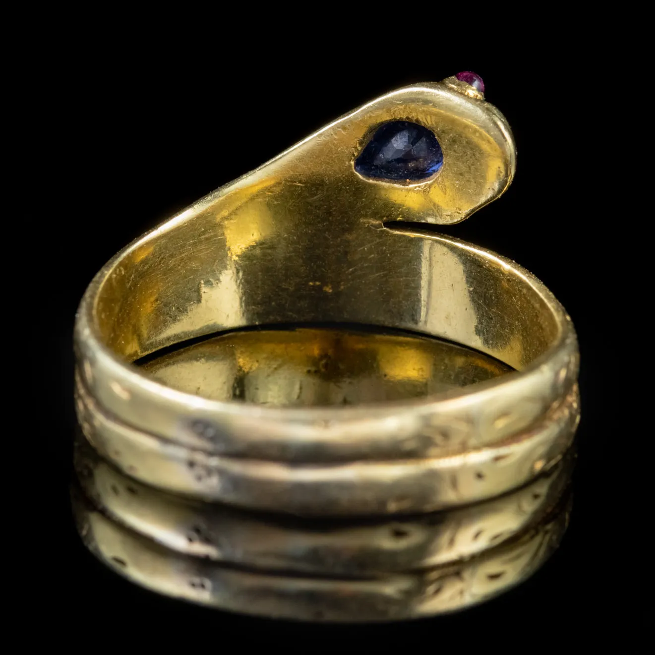 Antique Victorian Sapphire Snake Ring 18Ct Gold Circa 1880