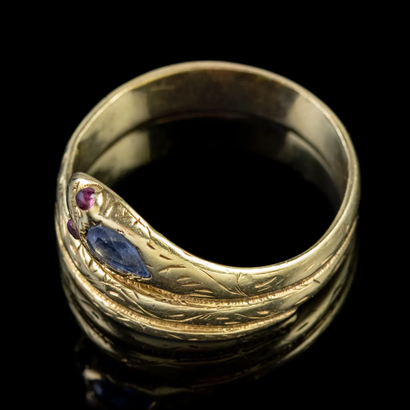 Antique Victorian Sapphire Snake Ring 18Ct Gold Circa 1880