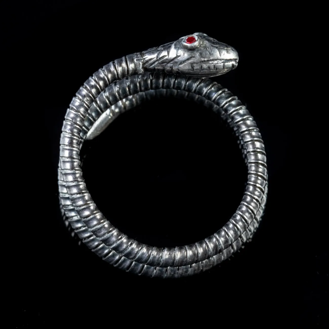 Antique Victorian Serpent Ring Sterling Silver Circa 1900