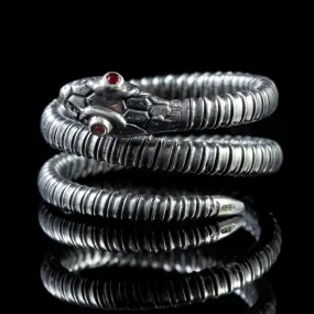 Antique Victorian Serpent Ring Sterling Silver Circa 1900