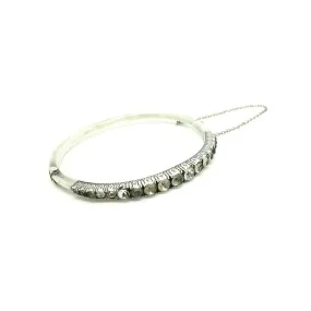 Art Deco 1920s Paste Silver Bangle Bracelet