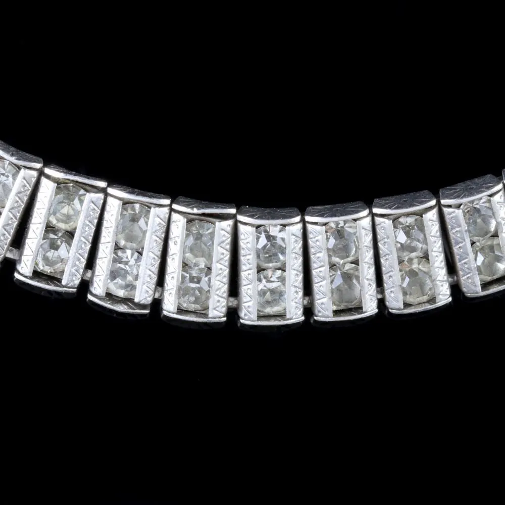 Art Deco Catamore Sterling Silver Paste Bracelet Circa 1920