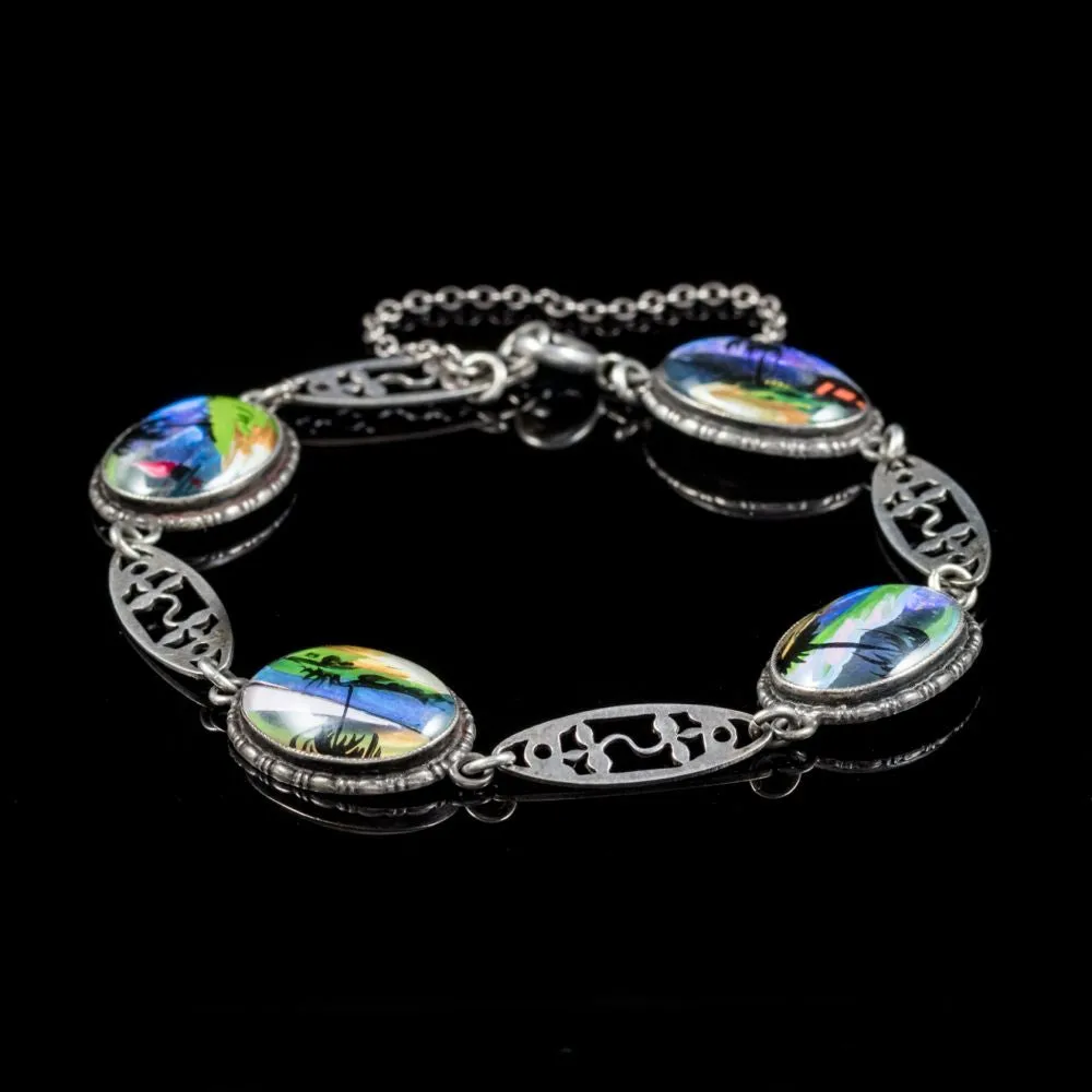 Art Deco Palm Beach Bracelet Butterfly Wing Silver Thomas Mott Circa 1920